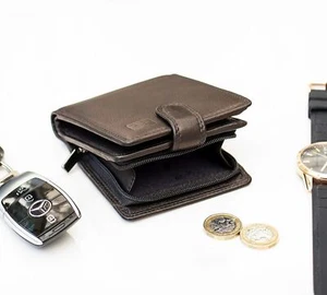 Prime Hide Washington RFID Blocking Brown Leather Wallet with Zipped coin Purse - Picture 1 of 7