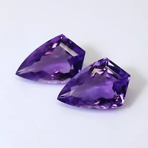 Paar Schildform 19,2 x 12,5 mm natürlicher lila blau brasilianischer Amethyst facettiert - Bild 1 von 9