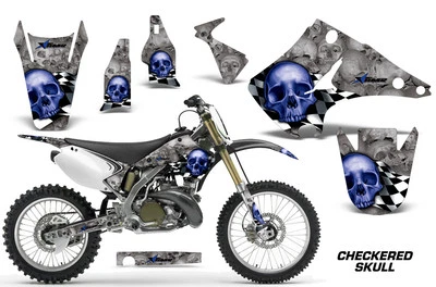 Graphic Stickers Decals For Kawasaki KX125 KX250 2003-2016 CHECKERSKULL U S - Изображение 1 из 2