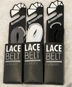 Lot of 3 Armourdillo 64 inch Waxed Skateboard Shoelace Belts Gray, White & Black - Picture 1 of 1