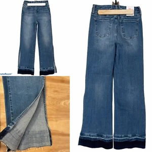 NWT W lab Womens Sz 25x32” Olivia Flare Boho Side Flap High Waist Mom Jeans - Picture 1 of 11