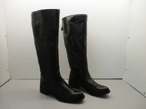 Franco Sarto"A-Cristo2"Black Leather Tall Zip Wide Shaft Riding Boot WMS SZ 6.5M - Picture 1 of 12