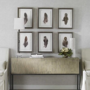 SIX MODERN BIRD FEATHER XL 20" PRINTS ART PICTURES UTTERMOST 41460 - Picture 1 of 7