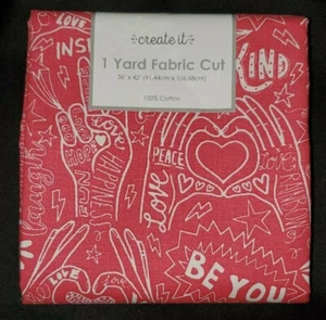 1 Yd Peace Words Precut 100% Cotton Fabric Pink Hope Inspire Kind - Picture 1 of 4