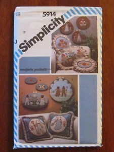 SIMPLICITY PATTERN - 5914 CRAFT APPLIQUE PILLOWS HOOP WALL HANGING PUCKETT UNCUT - Picture 1 of 2