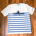 Hong Kong Disneyland Blue & White Striped T Shirt Size XL New with Tags