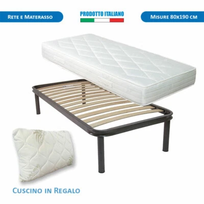 Rete e Materasso singolo waterfoam 80x190 + cuscino memory set letto completo - Immagine 1 di 4