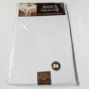 Benson Mills White Tablecloth 60"x 102" Rectangle Linen 100% Polyester NEW - Picture 1 of 2