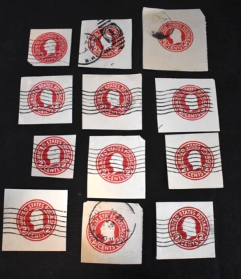 12 - 1915 - U.S. Envelope Cuts Sc# U430 2 Cent Washington - Used.  j - Image 1 of 4