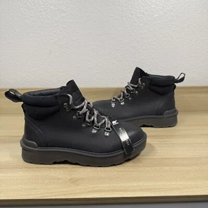 Sorel Hi Line Hiker Leather Boots Women’s Sz 6.5 Black Lug Sole Moto Waterproof - Picture 1 of 9