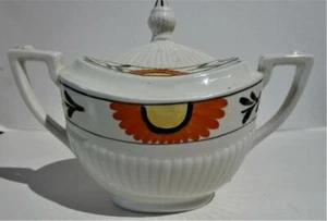 Ridgways Bedford Ware "Floral" Hand Painted Coveed 2-Handle Sugar Bowl England - Picture 1 of 5