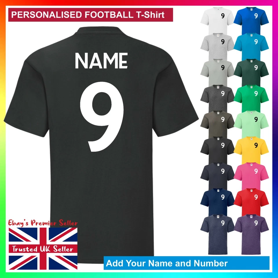 FRUIT OF THE LOOM Personalisiertes bedrucktes Kinder Fußball Stil T-Shirt / Jungen Mädchen Kinder T-Shirt Top