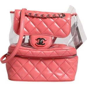 CHANEL Vinyl Leather Backpack Pink Matlasse Purse Bag 25 Series 25****** - Picture 1 of 8