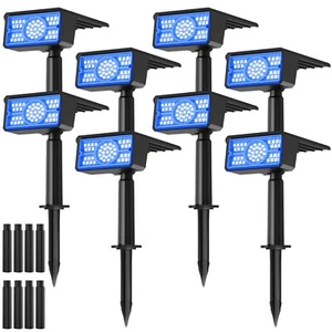 Solar LED Outdoor Spot Lights Garden Landscape Pathways Security Blue Lighting - Picture 1 of 11