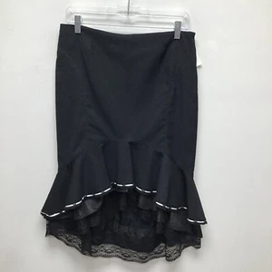 Alberto Makali Black Textured Ruffle Tiered Lace Mermaid Hem Hi-Low Skirt 10 New - Picture 1 of 9
