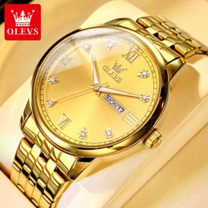 Orologi da Polso OLEVS Uomo Moda Acciaio Inox Zirconi Data Luminosa Quarzo - Foto 1 di 8