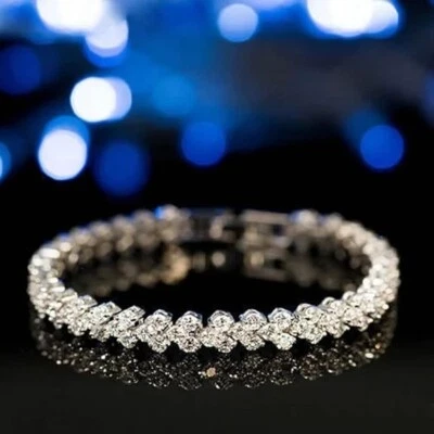 Platinum Plated Crystal Bangle Bracelet for Women and Girls - Image 1 of 4