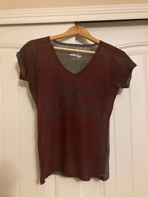 St. Louis Cardinals T Shirt Small Gray Red Sheer Burn Out Material Short Sleeve - Image 1 of 3
