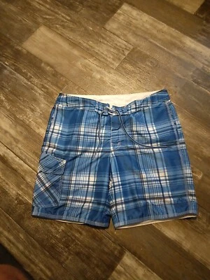  TIMBERLAND HOMBRE REGULAR FIT Natación BAÑADOR SHORTS Azul Cuadros Talla 38  Foto 1 de 4