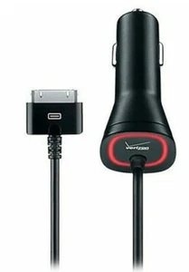 OEM Verizon LOGO MFI Apple Certified 30-Pin 2.1A Car Charger for iPhone 4S/4/3GS - Picture 1 of 4