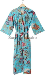 Crown Print Kimono Bath Robe Night Dress Beach Cover Up Bridesmaid Gown Lounge - Picture 1 of 7