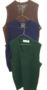 Vintage 3 Herren Gr. L Strickwesten V-Ausschnitt Quilts Nähen Acryl Lammwolle JC Penny - Bild 1 von 8