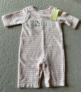 VTG Gymboree Baby Outfit Size 0-3 Months Pink Striped Zebra One Piece - Picture 1 of 7