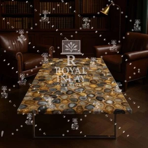 Agate Rectangular Tabletop–Handcrafted Natural Gemstone Table , coffee Table - Picture 1 of 10