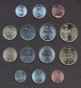 SLOVAKIA FULL COIN SET 10+20+50 Halierov 1+2+5+10 Korun 1996-2007 UNC LOT of 7 * - Picture 1 of 2