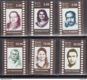 Sri Lanka 2012 Legends of Singhala cinema Movies Entertainment Celebrities 6v MNH - Bild 1 von 3