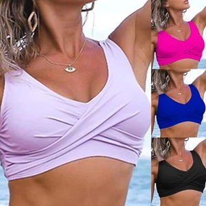 Hottest Women's Front Bikini Top V Neck Push Up Padded Swimsuit Top Swimsuit - Picture 1 of 34