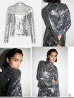 'Warehouse SIZE S' (10) TOP sequin party eve sleeves metallic silver platinum