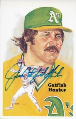 Catfish Hunter  Autographed Perez Steele  Postcard   - Image 1 of 2