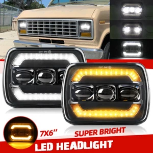 Pair 5x7" 7x6 LED Headlight Hi/Lo DRL for Ford E-100 E-150 E-250 E-350 Econoline - Picture 1 of 10