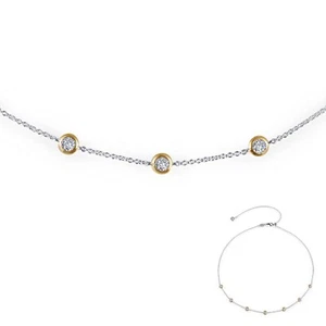 *BRAND NEW* Sterling Silver Platinum-Bonded w/ 1.02CTW 7 Symbols of Joy Necklace - Picture 1 of 2