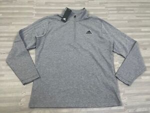 adidas Golf 3-Stripes Mens Medium 1/4 Zip Gray Long Sleeve Pullover Knit Top $50