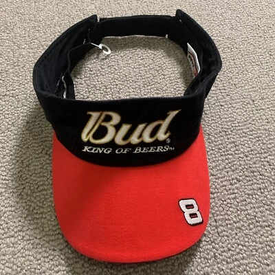 Bud Dale Earnhardt Jr Pit Hat One Size King Of Beer 8 Racing Visor Cap Black Foto 1 de 4