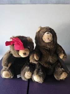 Vintage 10" Filene's 80s Feelix and Feelica Plush Bear Puppets Lot Of 2 Nice! - Picture 1 of 11