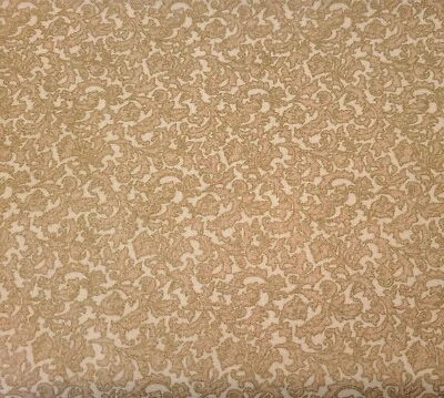 16" Treasured Traditions Quilting Treasures Acanthus Leaf Metallic Gold Tan - Image 1 of 3