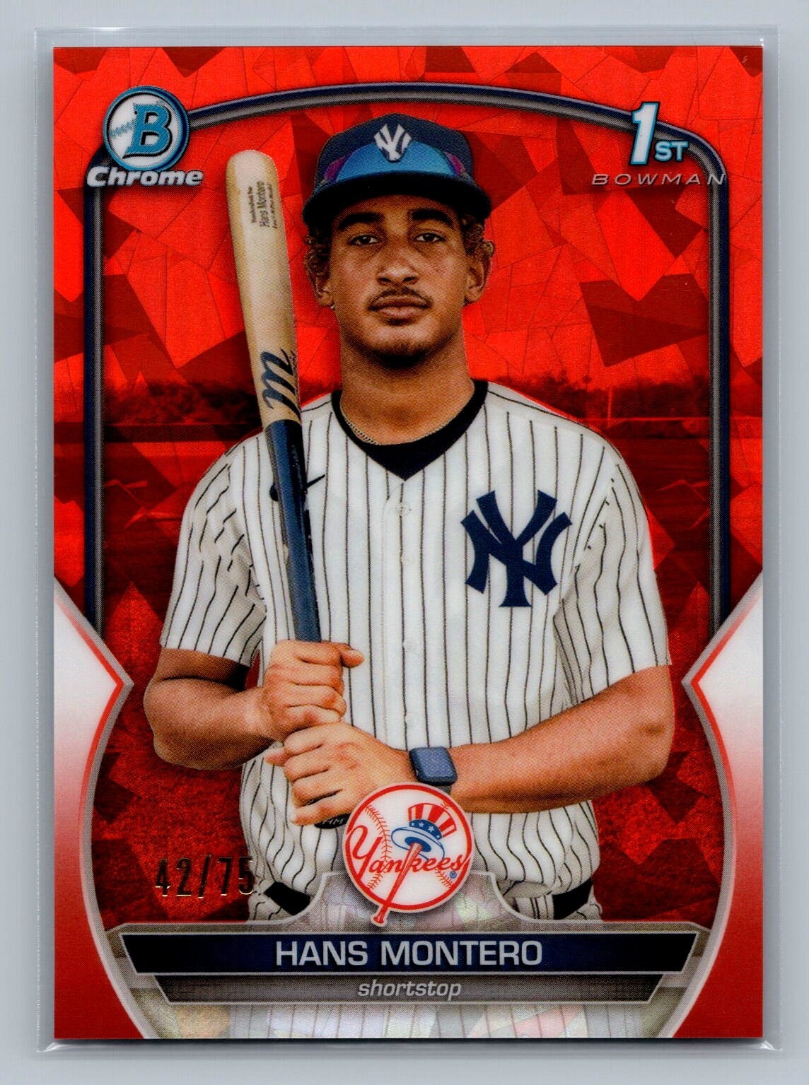 HANS MONTERO 2023 Bowman Chrome Sapphire ORANGE REFRACTOR /75 #BCP-173 Yankees