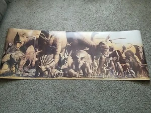 Dinosaur Poster - New Large Deluxe Panoramic Painting Print 64.375"x22.75" - Picture 1 of 2