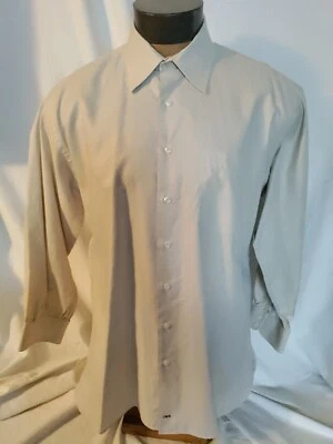 Camisa de vestir de manga larga de algodón marrón John W. Nordstrom para hombre 17-35 de colección 2002 como nueva Foto 1 de 4