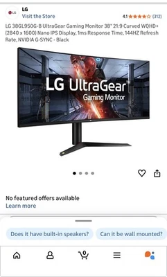 LG UltraGear 38GL950G-B 38 inch Curved IPS LED Gaming Monitor - Black - Image 1 of 4