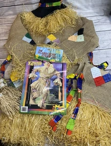 Vintage 1997 Forum Novelties Scarecrow Costume Set Hat Top Pants Burlap Adult OS - Picture 1 of 9