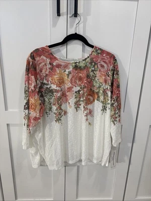 Blusa manga larga Alfred Dunner para mujer talla grande 2X estampado floral multicolor nueva con etiquetas Foto 1 de 4