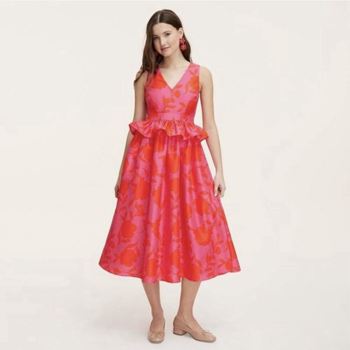 Abito midi Kate Spade x Target Rose Peplum 10 matrimonio ospite vacanza rosa formale