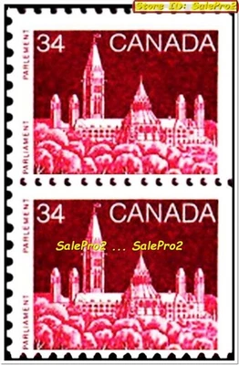 2x CANADA 1985 CANADIAN PARLIAMENT FACE 68 CENT MNH PAIR STAMP LOT SHIFTED ERROR - Image 1 of 2