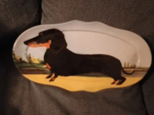 Anthropologie Sally Muir Cane al giorno bassotto 17" piatto da portata ovale - Foto 1 di 5