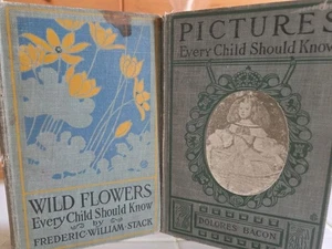PICTURES EVERY CHILD SHOULD KNOW 1908 1st Edition Hardcover & WILDFLOWERS... - Picture 1 of 17