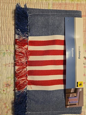 New Table Runner - Red, White, Blue - 13” X 68” Patriotic, Americana, Primitive - Image 1 of 4